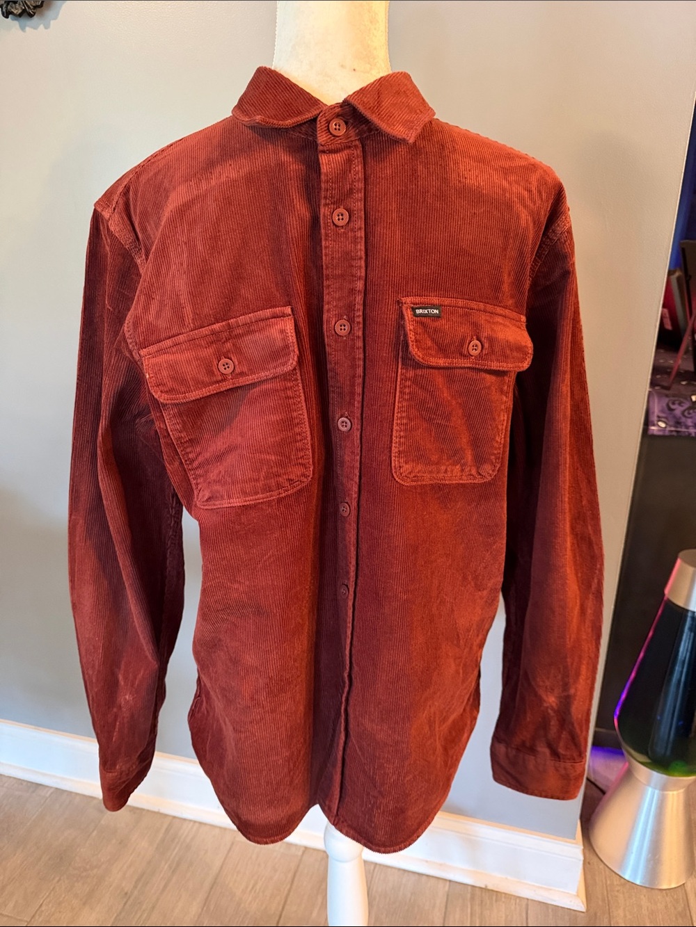 Brixton Men's Corduroy Shirt Jacket - Rust Red - M